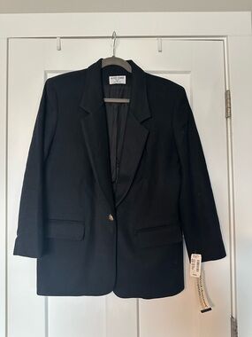Alfred Dunner Black Women's Single-Button Suit Jacket with Notch Lapel